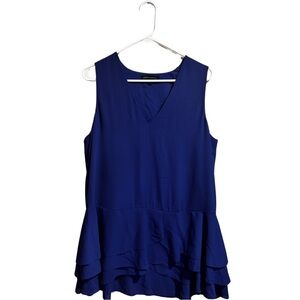 Banana republic royal blue sleeveless blouse with ruffle hemline/Large
